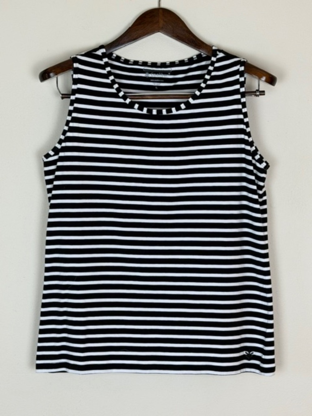 Coolibar Basic Black & White Stripe Tank Top Sz Large UPF 50+ Protection